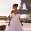 Blingbling Off the Shoulder Beading Sashes A-line Wedding Dresses Court Train Sequin Bridal Gown vestidos de noiva robe mariee 2022