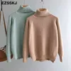 Jesień Zima Turtleneck Damska Loose Ciepłe Damskie Swetry Damska Jumper Z Długim Rękawem Grube Sweter Oversize Female 211103