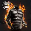 Autumn Winter Down Jacket Men Casual Stand Collar Ultra Light Parka Coat Portable Outwear Windproof White Duck 4XL 211129