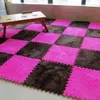 Splicing Carpets for Living Room Plush Soft Climbing Mat Rug Split Joint Bath Anti-skid Rugs Pink Shaggy Area 30*30cm