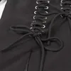 [DEAT] Kerb Aushöhlen Lace Up Frauen Blazer Koreanische Korsett Taille Split Langarm Casual Top Mode 2021 Frühling GX1070 X0721