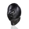 Sex Spielzeug Schwarz Pu Leder Kopf Bondage Haube Maske Offene Augen Mund Mit Reißverschluss Erotische Paar Flirten Spielzeug Einstellbare masken Cosplay