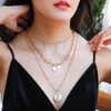 Fashion Women 's Jewelry Pendant Necklace All-match Double Layered Necklace with Coin Pearls Muti Styles Gold Color