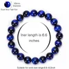 Beaded Strands High Quality Blue Tiger Eye Buddha Bracelets Natural Stone Round Beads Elasticity Rope Men Women Bracelet Fawn22