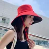 Women Fashion Big Brim Solid Color Double-sided Sun Fisherman Hat Men Cotton Breathable Outdoor Travel Bucket Hats