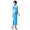 blue qipao dress