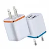 Cargador de carga de pared USB dual de metal EE. UU. Enchufe de la UE 2.1A Adaptador de corriente CA Cargador de pared Enchufe 2 puertos para Iphone Samsung Galaxy LG Tablet Ipad