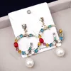 Metall Tiger Charm Ohrring Farbe Diamant Ohrringe Damen Perlenohrring Anhänger Weihnachtsgeschenk mit Box