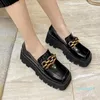 Zapatos de vestir Mocasines Mujer Bombas Primavera Verano Retro Cadena de metal Cuñas Tacones Plataforma Cuero genuino Alta calidad Casual Mujer