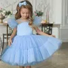 Meisjes prinses jurk kinderen elegante bruiloft tutu prom jurken kinderen tule flare mouw communie party formele avond kleding 211027