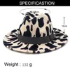 2021 New Wide Brim Cow Print Felt Fedora Hats Women Unisex Men Party Festival Fashion Jazz Cap Panama Style Wholesale