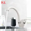 Messing Zwart Flexibele Keukengootsteen Kraan en Koud Water Filter Mixer Kranen Enkele Handvat Swivel Spout Keuken Water Kraan 211108