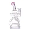 ロイヤル6.5 ''クラシックボンズダブルバレルRecyler Oil Rig Glass Bubbler Water Pipes Glass Bong Glass Soming Bong Hookah Bong 14.5ジョイントサイズ