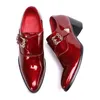 Tacchi alti da 7 cm 1167 puntato di punta vera abito in pelle uomini alla fibbia per le scarpe per matrimoni per feste rosse, 38-46, 38-46