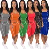 Tracksuits das Mulheres Esportes Roupas Sólidas Color Tracksuit Casual 2 Piece Conjuntos Vestuário de Verão Sem Mangas T Camiseta + Mini Shorts Esportes Jogger Suit 4583