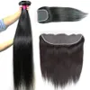 32 34 Capelli vergini umani Corpo dritto Acqua profonda Onda naturale Fasci crespi Jery ricci con chiusura in pizzo Frontale Transperant Pre pizzicato Trama brasiliana Remy Weave