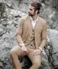 Männer Anzug Leinen Beige Für Strand Hochzeit Casual Mann Blazer Custom Bräutigam Smoking Jacke Hosen Set Herren Anzüge 3 stück