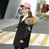 Korean version winter children's down jacket girl big thickened hooded medium long 211222