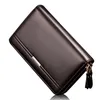 男性二重ジッパーヴィンテージ大財布のためのコインポケットロングジッパーコイン財布と財布男性ビジネス