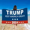 DHL Shiping Banyo Havlu Donald Trump 2024 Tutma Amerika Büyük Kare Plaj Havlusu Çift Taraflı Kadife Hızlı Kuruyan Tek Taraflı Baskı Şal