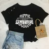 Elimiiya Hippie Soul Frauen T-Shirt Kurzarm Übergroßer Druck O-Ausschnitt T-Shirt weiblich lässig Damen Tops Damen T-Shirts 210306