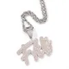 A-Z nom personnalisé lettres pendentif colliers charme pour hommes femmes TopBling blanc zircone avec chaîne de corde torsadée