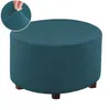 Elastic Round Ottoman Slipcover Footstool Protector Removable Washable Stretch Footstool Storage Sofa Foot Cover for Living Room 211102