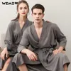 Vêtements de nuit pour femmes printemps été Kimono Robe de nuit gaufre Couples Robes à manches 3/4 Pijama peignoir femme mariée Robe de demoiselle d'honneur