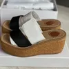 Designer Espadrille Platform Sandal Heel Wedge Mule Glyn White Printing Woody Wedge Letter Canvas Sandals High Heels With Box NO312