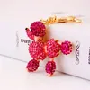 Keychains Cute Luxury Crystal Poodle Keychain Puppy Dog Key Chain Metal Animal Pendant Female Bag Accessories Keyholder Trinket