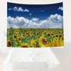 Tapices 1pc Manta de pared Mural Colgante Telón de fondo Toalla de playa Tapiz de girasol para el hogar (203x150 cm, cielo azul y nube blanca