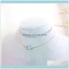 Sautoirs Colliers Pendentifs BijouxChokers Style Coréen Double Couche Pendentif Coeur Rond Collier Ras Du Cou Pour Femmes Mode Doux Clavicule C