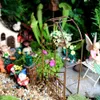 FairyCome Fairy Garden Gate Rusty Miniature Garden Arch avec porte battante Mini tonnelle rouillée Vintage fer métal artisanat ornements 210811