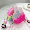 Fidget Brinquedos Coin Bolsa Menina Presentes Circular Saco De Armazenamento Stress Relief Push Sensory Bubble Rainbow Decompression Toy Simples Dimple Ombro FidGtes Maquiagem Bolsas