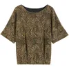 Plus Size Glitter Shirt Tops Fashion Elegant Shiny Sequin Blouse Tunic Women Blouses Red Golden Shine Women's Blouses 14083 210527