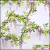 Dekorativa Blommor Kransar Festliga Party Supplies Hem Garden 1.8 / 2 / 2,2m Wisteria Artificial Vine Wreath Wedding Arch Decoration Fake Plan