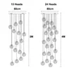 크리 에이 티브 펜던트 램프 유리 샹들리에 라이트 알루미늄 와이어 북유럽 펜던트 조명 현대 15 / 18 / 24 / 30 / 36 / 링 긴 교수형 라인 조절 가능