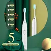 Nxy Cepillo de dientes Sonic Cepillos de dientes eléctricos para niños para adultos Temporizador inteligente Dientes recargables Blanqueamiento Cepillo de dientes impermeable 6 cepillo cabeza largo 0222