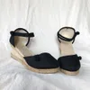 Veowalk Vintage Damen Sandalen Casual Leinen Leinwand Keil Sandalen Sommer Knöchelriemen 6 cm Med Heel Plattform Pumpe Espadrilles Schuhe 210310