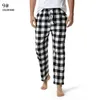 Mäns byxor Home Straight Flannel Spring Autumn Sova Bottoms Male Plaid Print Byxor Sleepwear Pajama för män