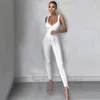 Moda Sexy Bianco Donne Bianche 2 pezzi Set Gilet Top Lace-up Pantaloni a vita alta Suit Suit Club Party Bodycon Abbigliamento femminile 210527