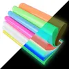 Glow in the Dark Heat Transfer Vinyl Sheets DIY Crafts 25*30cm Fluorescent Iron on HTV Film Press Printing 9.8*11.8 inch PU Luminous Color for Shirts Decorative Stickers