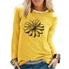Zonnebloemprint Sweatshirts Grafisch Dames Lente Herfst Voor vrouwelijk T-shirt