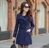 Fitaylor Plus Size Women Wool Blend Warm Medium Long Trench Coat Spring Winter Female Slim Double Breasted Belt Woolen Overcoat 210930