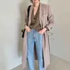 [EWQ] Korea Chic Casual Trend Kobiety V-Neck Single-Breasted Fashion Minimalistyczny długi rękaw Blazer Top Jesień 16E2449 211122