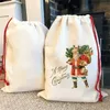 Оптовые продажи! Сублимационные рождественские сумки белые пустые мешки Santa подарок рождественские украшения холст сумка Santa Sack Santa вечеринка Клаус мешок сумки вечеринки семьи A12