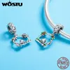 Wostu Real 925 Sterling Silver Bird In The Woods Charm Fit Pärlor Armband Mode Original DIY Smycken Gift Q0531