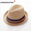 2018 sommar jazz kvinnor halm hatt strand män sol hatt avslappnad panama manlig hatt hamp rep lapptäcke randig halm hatt Visor cap g220301