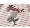 Embroidery T-Shirt Cotton Striped V Neck T Shirt Women Ladies Tshirt Summer Top Female Short Sleeve Casual Tee Shirt Femme 210604