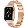 Metallrem för Apple Watch Series 6 SE 5 4 3 2 1 Band Iwatch med Opal Luxury Glitter Glänsande sten 40mm 44mm